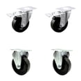 thumbnail image 1 of 4 Inch Phenolic Swivel Top Plate Caster Set 2 Lock Brakes 2 Rigid Service Caster, 1 of 2