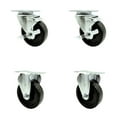 thumbnail image 1 of 4 Inch Phenolic Swivel Top Plate Caster Set with 2 Brakes 2 Rigid Service Caster, 1 of 2