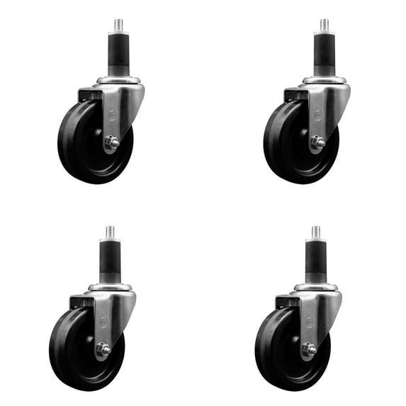 4 Inch Phenolic Wheel Swivel 1-1/4 Inch Expanding Stem Caster Set SCC