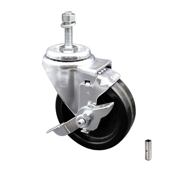 4 Inch Phenolic Wheel Swivel 10mm Threaded Stem Caster with Brake SCC