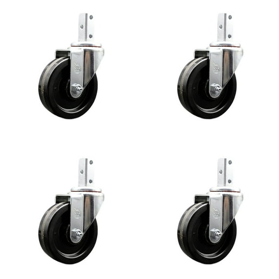 4 Inch Phenolic Wheel Swivel 3/4 Inch Square Stem Caster Set Service Caster