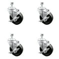 thumbnail image 1 of 4 Inch Phenolic Wheel Swivel 3/8 Inch Threaded Stem Caster Set with Brake SCC, 1 of 2
