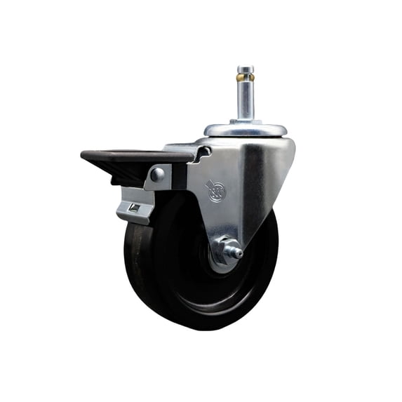 4 Inch Phenolic Wheel Swivel 7/16 Inch Grip Ring Stem Caster with Brake SCC