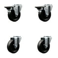 thumbnail image 1 of 4 Inch Phenolic Wheel Swivel Bolt Hole Caster Set with 2 Posi Lock Brakes SCC, 1 of 2
