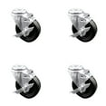 thumbnail image 1 of 4 Inch Phenolic Wheel Swivel Bolt Hole Caster Set with Brake Service Caster, 1 of 2