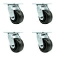 thumbnail image 1 of 4 Inch Phenolic Wheel Swivel Caster Set with Roller Bearing Service Caster Brand, 1 of 2