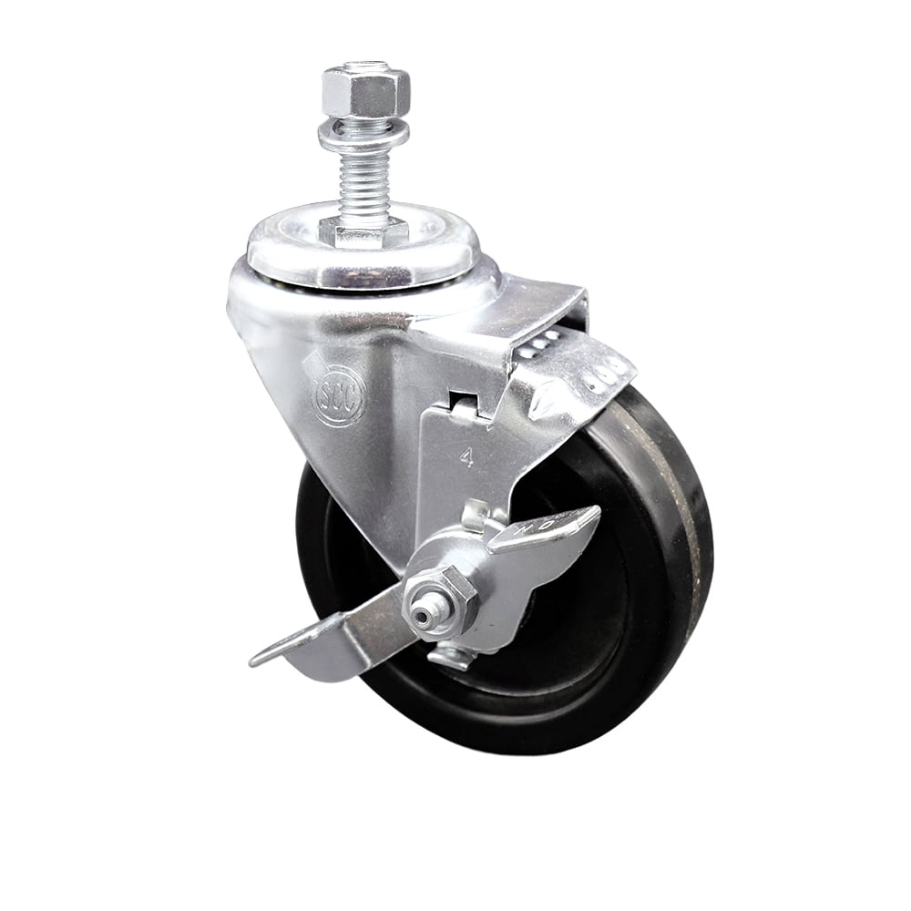 4 Inch Phenolic Wheel Swivel ½ Inch Threaded Stem Caster with Brake SCC