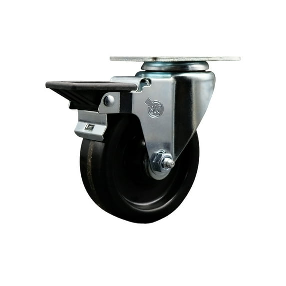 4 Inch Phenolic Wheel Swivel Top Plate Caster Posi Brake Service Caster