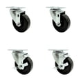 thumbnail image 1 of 4 Inch Phenolic Wheel Swivel Top Plate Caster Set with 2 Brakes Service Caster, 1 of 2