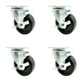 thumbnail image 1 of 4 Inch Phenolic Wheel Swivel Top Plate Caster Set with Brake Service Caster, 1 of 2
