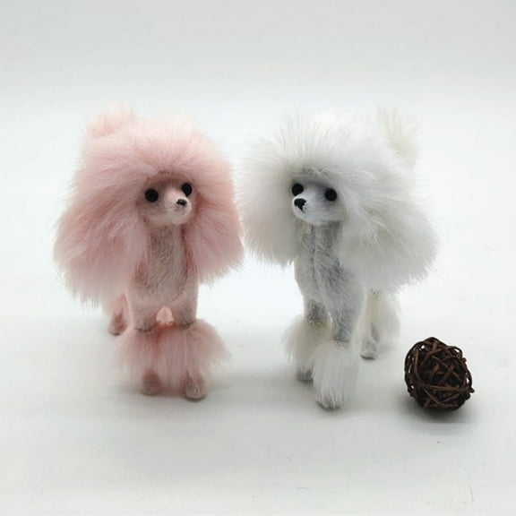 4 Inch Pink Poodle Figure Simulation Dog Plush Toys Gift Crafts Home Decoration