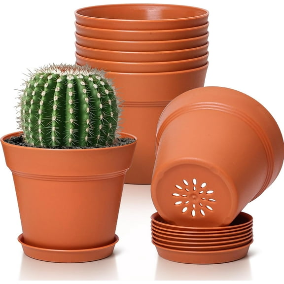 Plant Pots Small Flower Pots with Drainage Hole and Saucer, Decorative Nursery Pot Bulk for African Violet, Snake Plant, Succulent, Herb and Plants Indoor