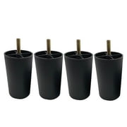 4 Inch Plastic Furniture Legs, Heavy Duty Round Tapered Table Legs Black Sofa Legs Replacement Legs with Bolts for Couch Table Sofa, Pack of 4