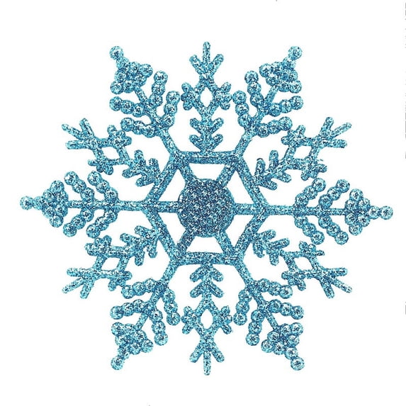 4-Inch Plastic Glitter Snowflake Christmas Ornaments Xmas Tree Decor 12pcs