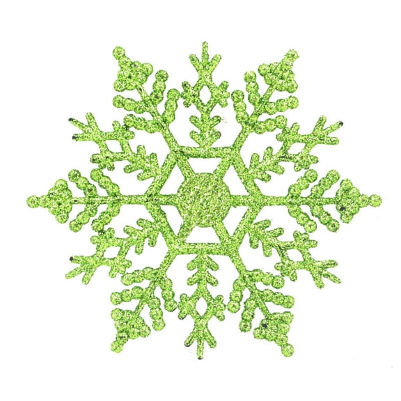 4-Inch Plastic Glitter Snowflake Christmas Ornaments Xmas Tree Decor 12pcs