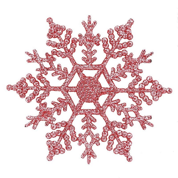 4-Inch Plastic Glitter Snowflake Christmas Ornaments Xmas Tree Decor 12pcs