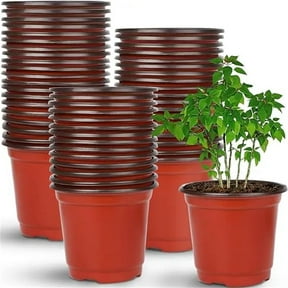 4 Inch Plastic Nursery Pots, Seedling Flower Plant Container, Seed Starting Pots, Small Pots for Plants, 50Pack