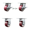 thumbnail image 1 of 4 Inch Poly on Aluminum Caster Set 2 Brakes/Swivel Locks and 2 Rigid SCC, 1 of 2