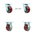 thumbnail image 1 of 4 Inch Poly on Aluminum Caster Set with Ball Bearings 2 Swivel Lock 2 Rigid SCC, 1 of 2