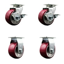 4 Inch Thermoplastic Rubber Wheel Swivel Caster Set with Roller ...