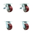 thumbnail image 1 of 4 Inch Poly on Aluminum Swivel Caster Set with Roller Bearing 2 Total Lock Brake, 1 of 2