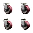 thumbnail image 1 of 4 Inch Poly on Aluminum Wheel Swivel Caster Set with Roller Bearings SCC, 1 of 2