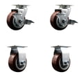 thumbnail image 1 of 4 Inch Poly on Polyolefin Caster Set with Roller Bearings 2 Brakes 2 Rigid SCC, 1 of 2