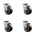 thumbnail image 1 of 4 Inch Poly on Polyolefin Wheel Swivel Caster Set with Roller Bearings SCC, 1 of 2