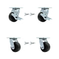 thumbnail image 1 of 4 Inch Polyolefin Caster Set with 2 Brakes/Swivel Lock 2 Rigid Service Caster, 1 of 2