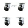 thumbnail image 1 of 4 Inch Polyolefin Caster Set with Ball Bearing 2 Swivel Lock and 2 Rigid SCC, 1 of 2