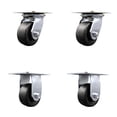 thumbnail image 1 of 4 Inch Polyolefin Caster Set with Ball Bearings 2 Swivel 2 Rigid Service Caster, 1 of 2