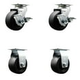 thumbnail image 1 of 4 Inch Polyolefin Caster Set with Roller Bearings 2 Brakes 2 Rigid SCC, 1 of 2