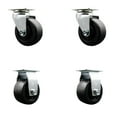 thumbnail image 1 of 4 Inch Polyolefin Caster Set with Roller Bearings 2 Swivel 2 Rigid SCC, 1 of 2
