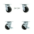 thumbnail image 1 of 4 Inch Polyolefin Caster Set with Roller Bearings 2 Swivel Lock 2 Brake SCC, 1 of 2