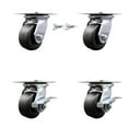 thumbnail image 1 of 4 Inch Polyolefin Swivel Caster Set 2 Swivel Locks 2 Brakes Service Caster Brand, 1 of 2