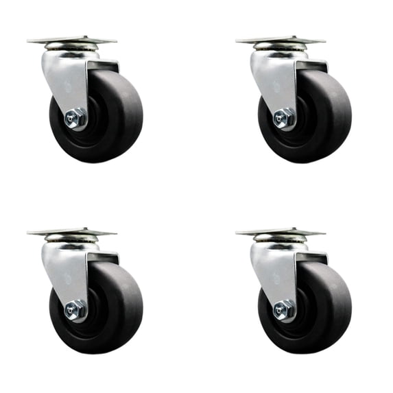 4 Inch Polyolefin Wheel Swivel Caster Set with Roller Bearings SCC