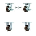 thumbnail image 1 of 4 Inch Polyurethane Caster Set with 2 Brakes/Swivel Lock 2 Rigid Service Caster, 1 of 2