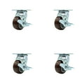 thumbnail image 1 of 4 Inch Polyurethane Caster Set with Ball Bearings and Brake/Swivel Lock SCC, 1 of 2
