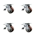 thumbnail image 1 of 4 Inch Polyurethane Caster Set with Ball Bearings and Total Lock Brakes SCC, 1 of 2