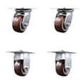 thumbnail image 1 of 4 Inch Polyurethane Caster Set with Roller Bearings 2 Swivel 2 Rigid SCC, 1 of 2