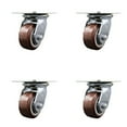 thumbnail image 1 of 4 Inch Polyurethane Caster Set with Roller Bearings and Swivel Locks SCC, 1 of 2