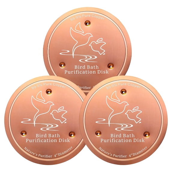 4 Inch Pure Copper Bird Bath Disc – Heavy-Duty 0.5mm Metal Plate with Three-Point Support, Outdoor Birdbath & Garden Bowl Insert, Weather-Resistant Decorative Copper Accent (3 Pack)