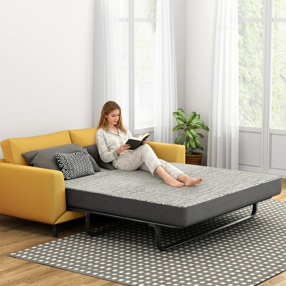 4 Inch Queen Size Foldable Sofa Bed Replacement Memory Foam Mattress, Pull Out Sofa Bed Mattress with Removable Washable Cover, for Couch Beds Guest Rooms, Sofas, RVs & Boats,(Sofa Not Included)