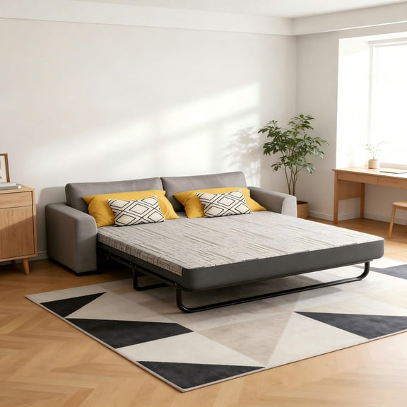 4-Inch Queen Size Pull Out Sofa Bed Mattress Replacement, Medium Memory Foam Mattress with Removable Washable Cover, CertiPUR-US Certified, for Couch Daybed, Trundle & Guest Rooms(Sofa not include)