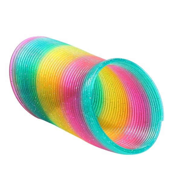 WOBOX 4-Inch Rainbow Coil Spring Toy - Safe Kids Fidget Toy for Stress Relief, Family Interaction & Desktop Decoration