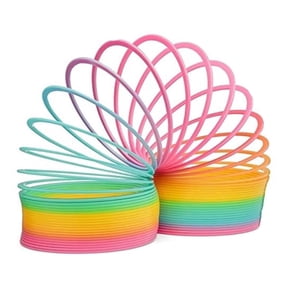 WOBOX Rainbow Plastic Coil Spring Toy, 4 Inch Colorful Slinky Toy for Kids & Adults, Stress Relief Fidget Toy for Sensory Play & Party Favors
