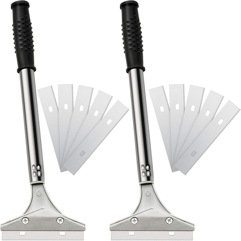 4-Inch Razor Scraper Tool With 10 Blades - Removes Paint, Labels, Stickers From Glass, Tile