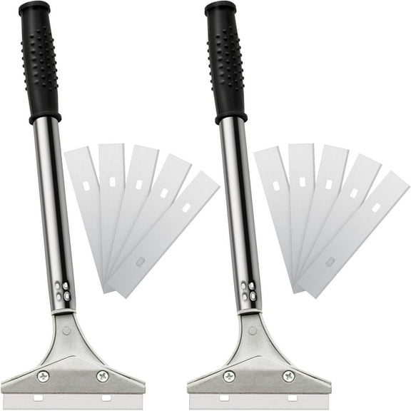 4 Inch Razor Blade Scraper Tool Wallpaper Floor Tile Paint Removal Smoothing Scraper Tool with Replacement Blade for Removing Wallpaper Sticker Glue Floor Adhesive(Black,3 Pcs)