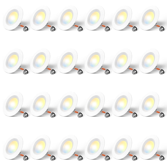 4 Inch Recessed LED Downlight, 5CCT Dimmable, 24 Pack, Canless Retrofit Ceiling Light, 12.5W=100W, 950LM, White