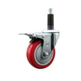 thumbnail image 1 of 4 Inch Red Poly Swivel 1 Inch Expanding Stem Caster Total Lock Brake SCC, 1 of 2